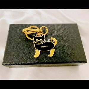 Beautiful Prada black cat keychain in great condition